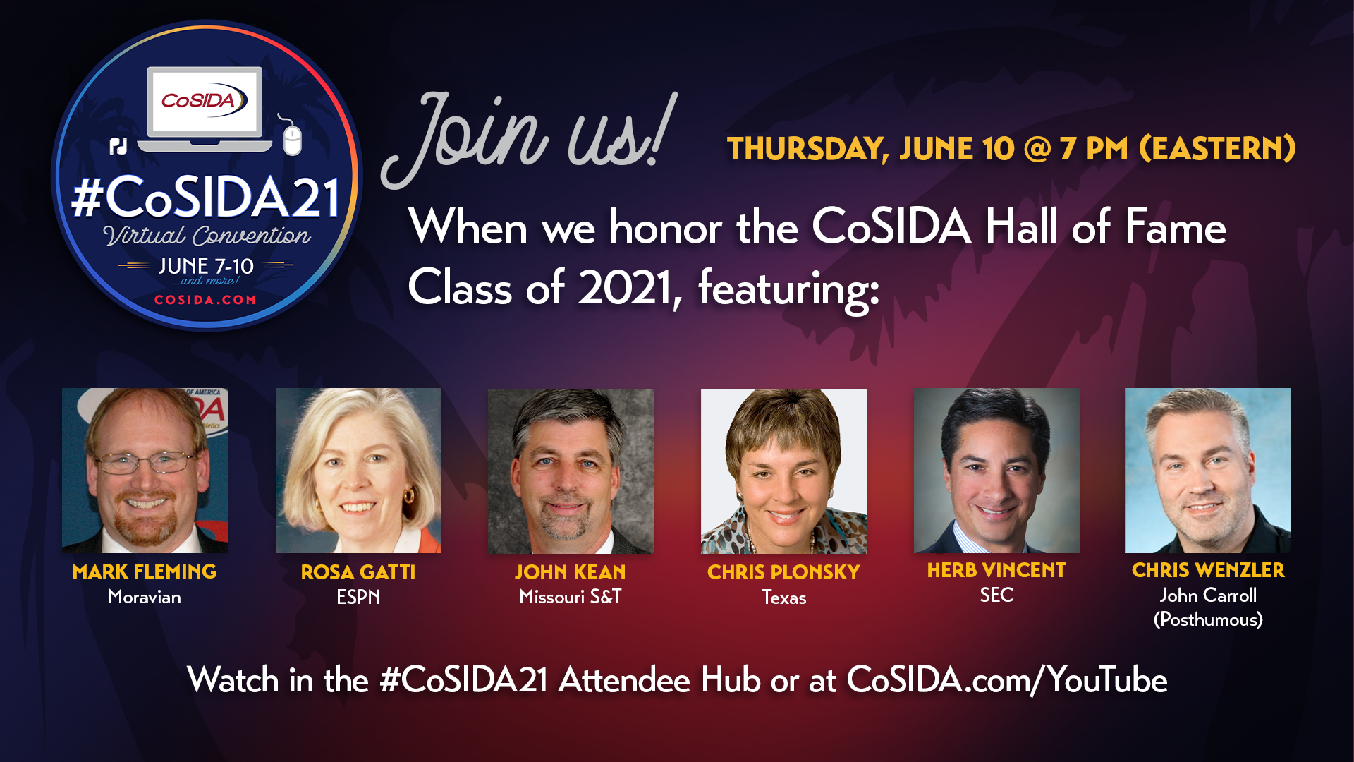 Head Shots of 2021 CoSIDA Hall of Fame class 