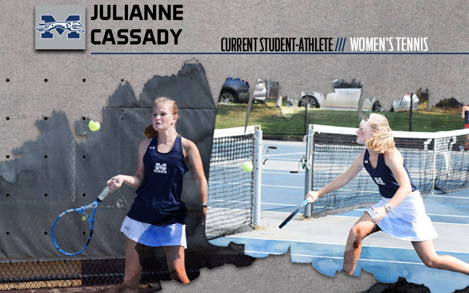 Julianne Cassady playing tennis on hoffman courts.