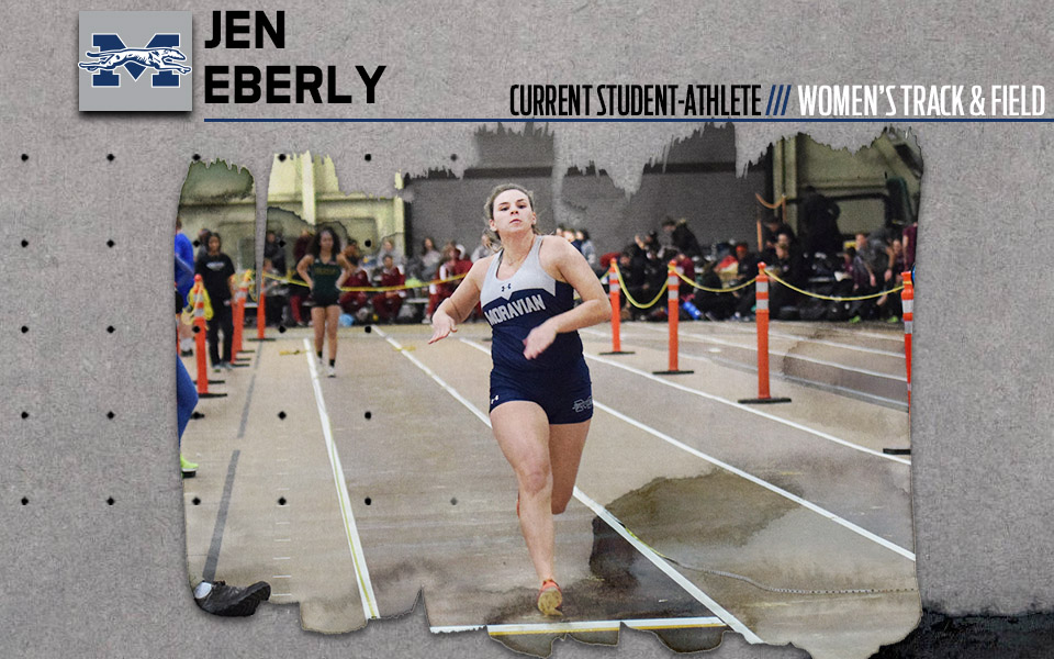 jenevieve eberly competing in the long jump at lehigh's rauch fieldhouse.