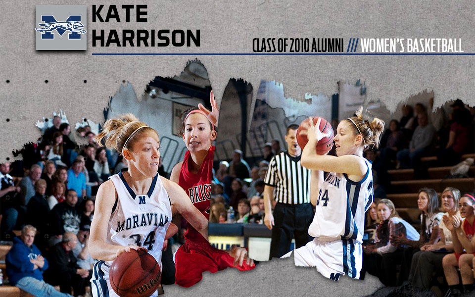 Kate harrison dribbling and shooting a basketball in Johnston hall.