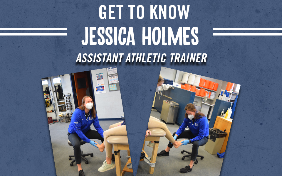 Jessica holmes working in the athletic training room.