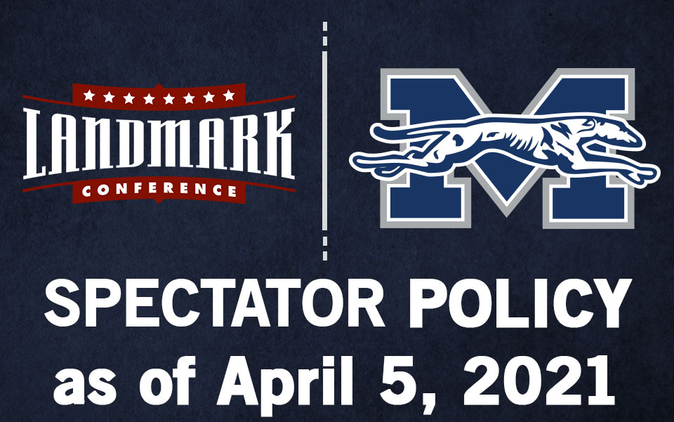 Landmark Conference and Moravian athletic logos for updated spectator policy