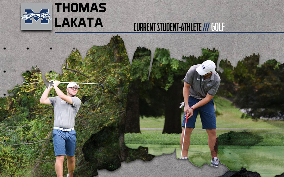 thomas lakata after a drive and putting on the golf course.