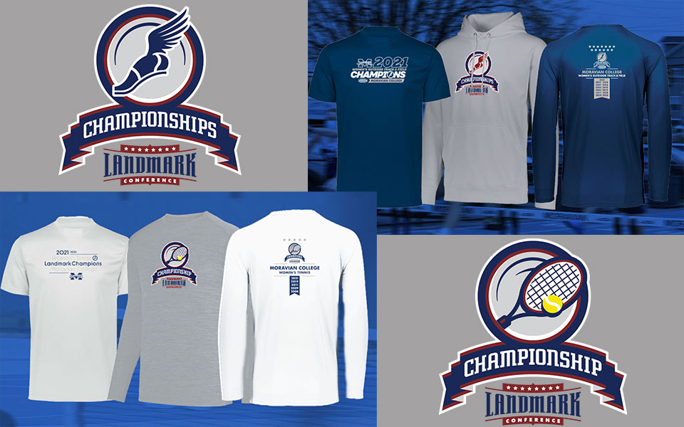 landmark conference championship shirts and conference championship sport logos for tennis and track & field.
