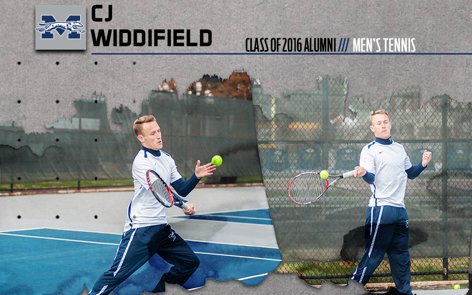 cj widdifield hitting tennis balls on hoffman courts.