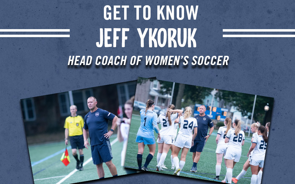 jeff ykoruk coaching on the sidelines of john makuvek field.