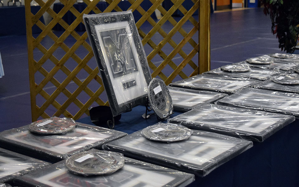The awards table at a previous Senior Athlete Awards event.