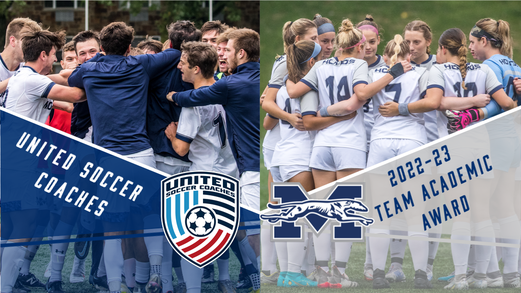 Soccer team huddles for United Soccer Coaches Academic Awards