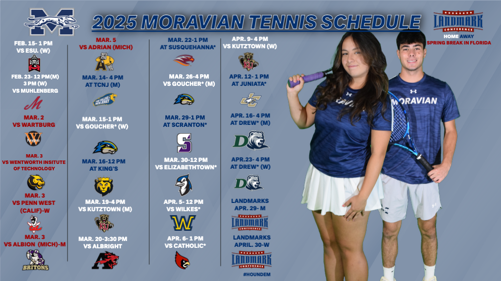 Tennis schedule for 2025 spring season