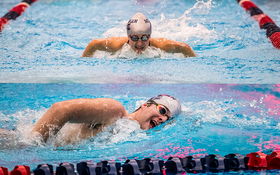 Seniors Sarah Mazzetti and Harrison Ziegler in the pool at Liberty High School's Memorial Pool. Photos by Cosmic Fox Media / Matthew Levine '11