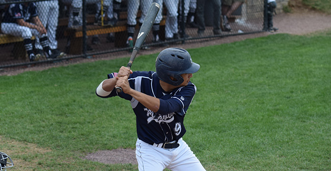 Carmine Palummo '20 at the plate at Gillespie Field during a game in the 2017 season.
