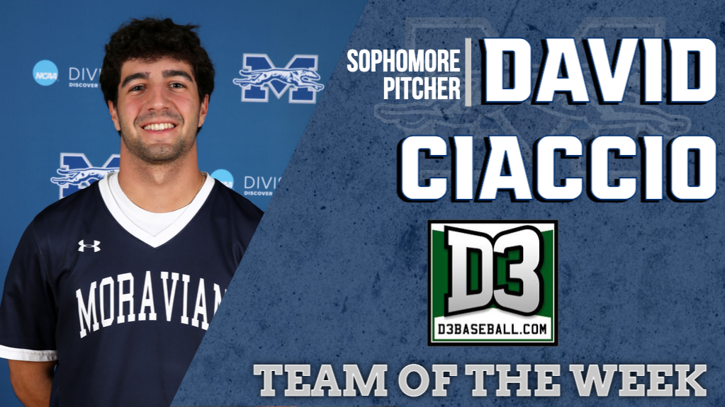 David Ciaccio headshot with D3Baseball Team of the Week honors.