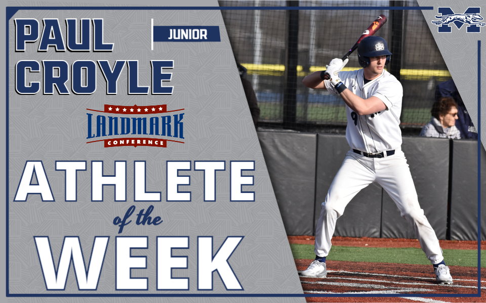 Paul Croyle at the plate in Landmark Conference Athlete of the Week graphic