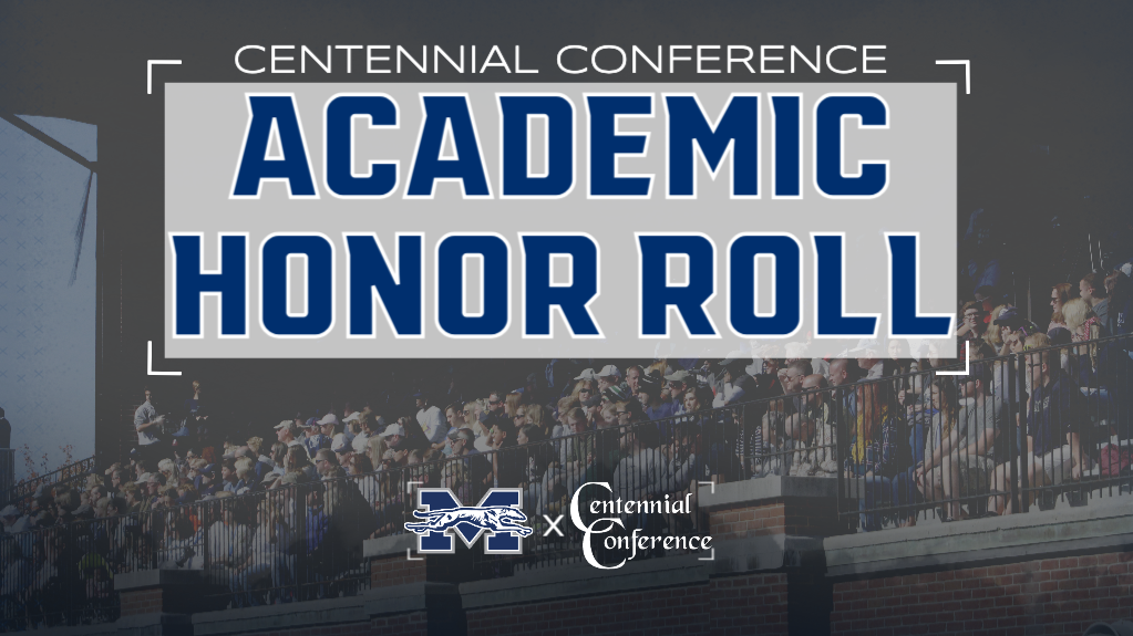 Centennial Conference academic honor roll graphic with picture of crowd at Rocco Calvo Field.