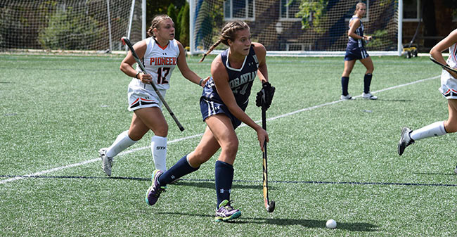 Erica Heaney '21 drives towards the the net against William Paterson on John Makuvek Field.