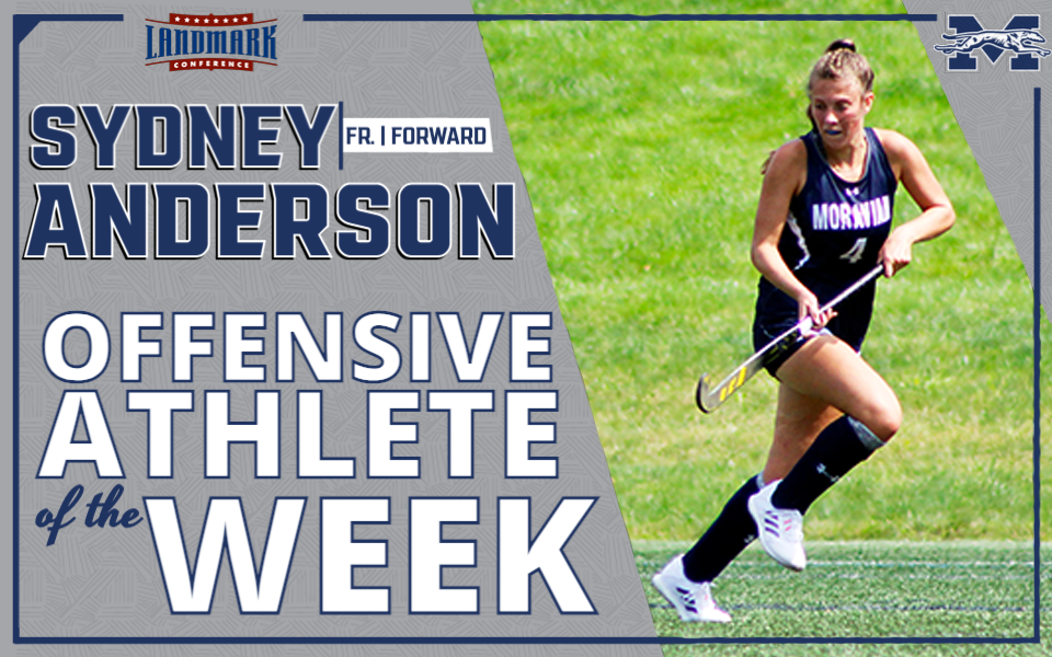 sydney anderson in action for Landmark conference feild hockey offensive athlete of the week award.