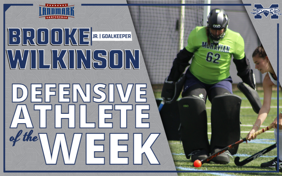 Brooke Wilkinson in goal for her athlete of the week graphic.