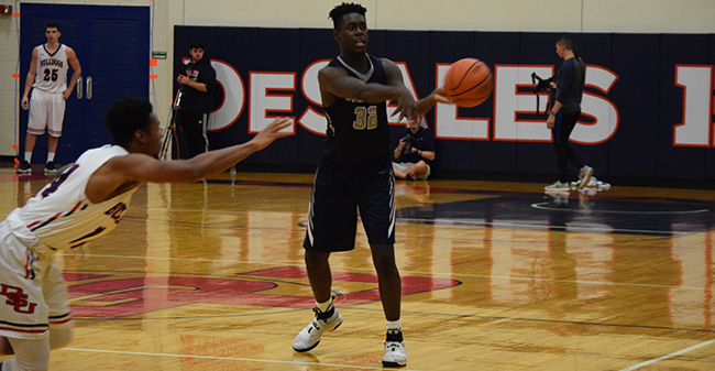 Addis Ralph '20 passes the ball in a game at DeSales University.