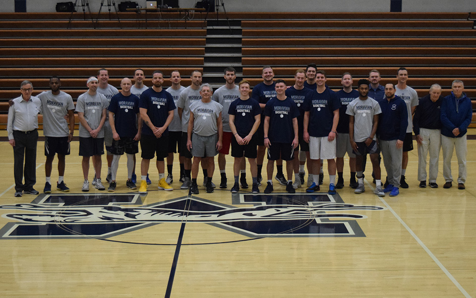The men's basketball team welcomed back over 25 players and former coaches to Johnston Hall for the annual Alumni game on January 25, 2020.