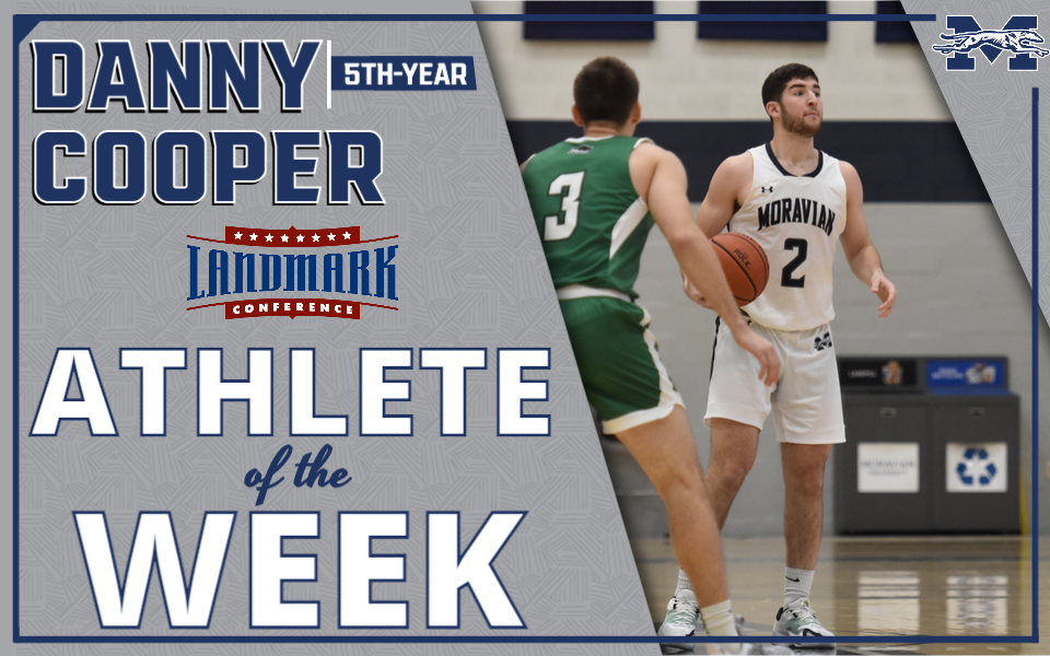 Danny Cooper in action for Landmark Conference Athlete of the Week graphic