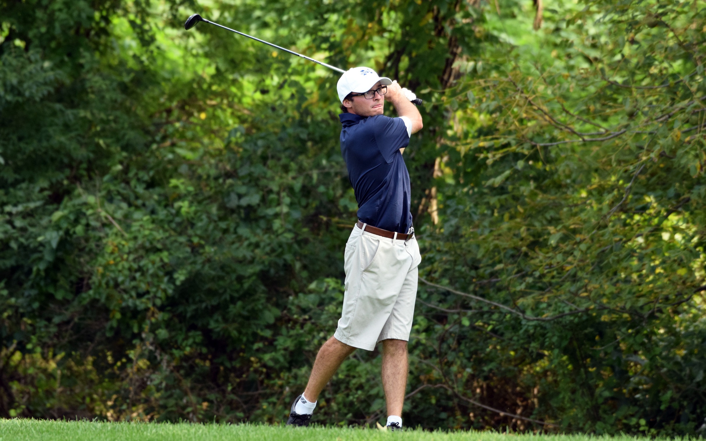 Junior Andrew Hozza tees off during the Weyhill Classic at Saucon Valley Country Club.