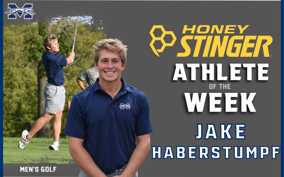 Jake Haberstumpf graphic for Moravian Student-Athlete of the Week Fueled by Honey Stinger