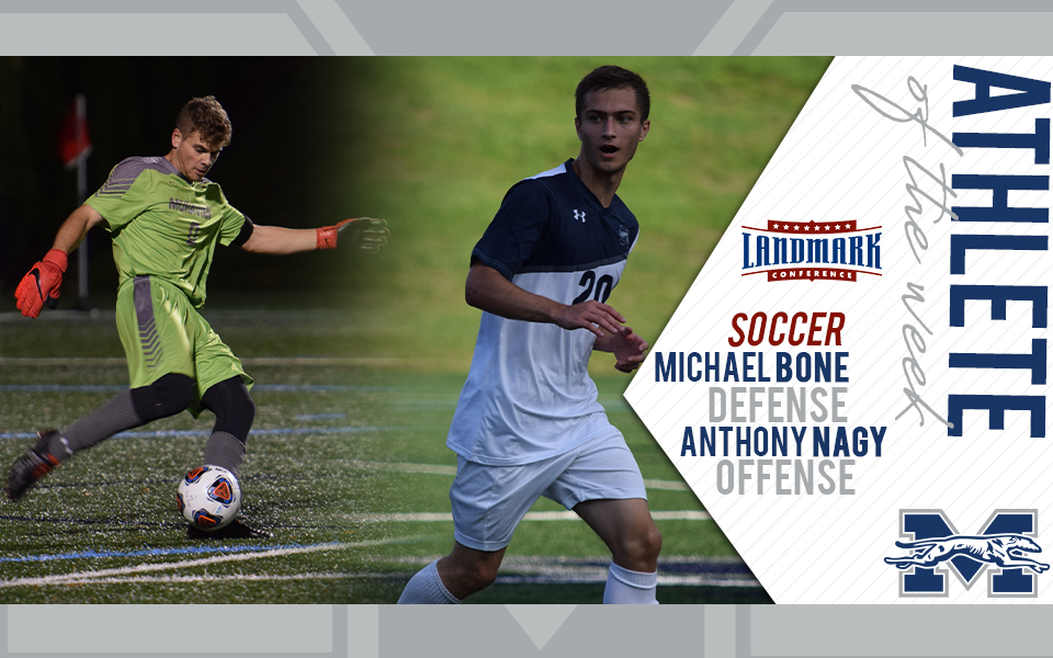 Anthony Nagy and Michael Bone honored as Landmark Conference Men's Soccer Athletes of the Week.