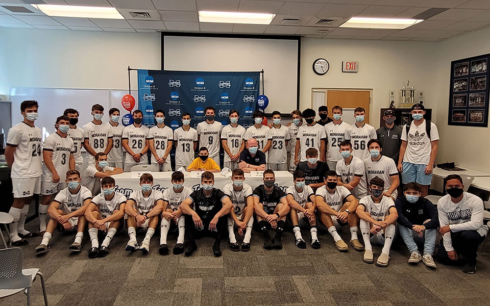 The Greyhounds with Michael Papp at his Team IMPACT Signing Day in Johnston Hall on September 4.