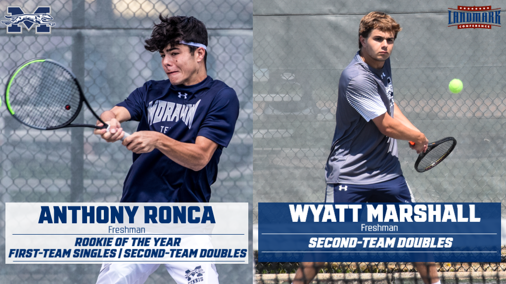 Action pictures of Anthony Ronca and Wyatt Marshall for Landmark All-Conference awards