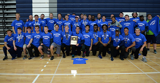 The men's track & field team claims the 2018 Landmark Conference Outdoor Championship.