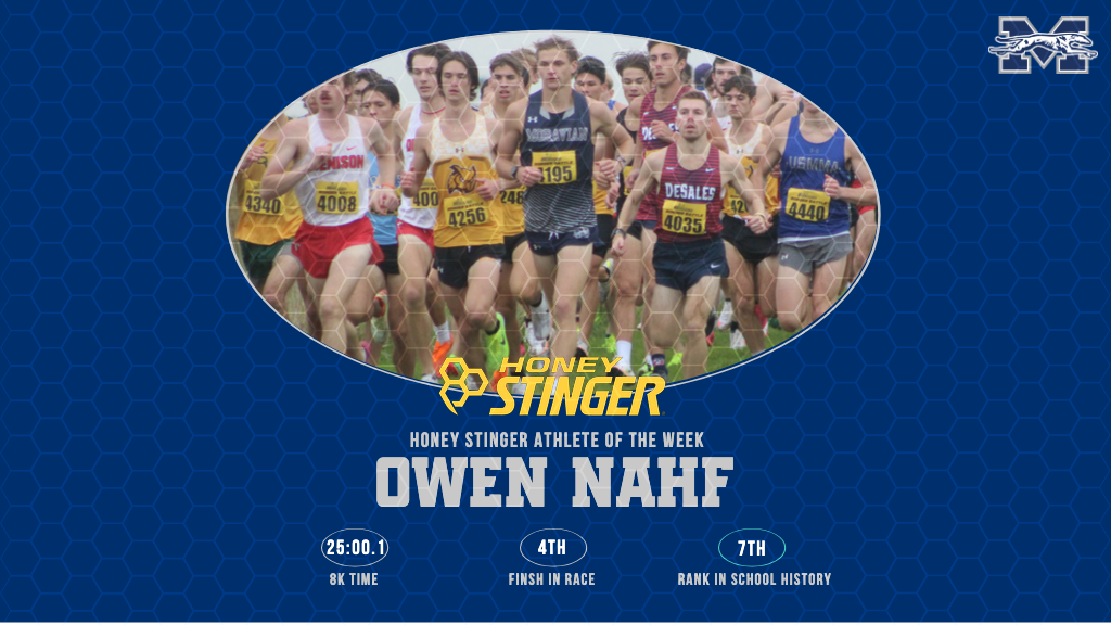 Owen Nahf Honey Stinger graphic. Photo courtesy of Rowan University Athletics.