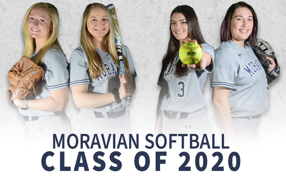 Moravian softball seniors Samantha O'Keefe, Emily Stanilious, Lauren Goetz and Paige Lesher.