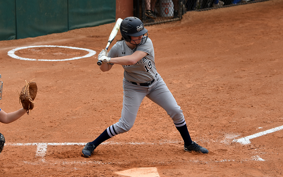 Freshman Lindsey Gawrys gets set to swing at a pitch on the second day of the PFX Spring Games in Florida.