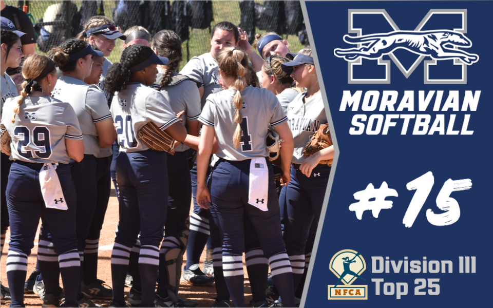 The Moravian University softball squad moved up one spot to No. 15 in this week’s 2022 National Fastpitch Coaches Association Division III Top 25 Poll.