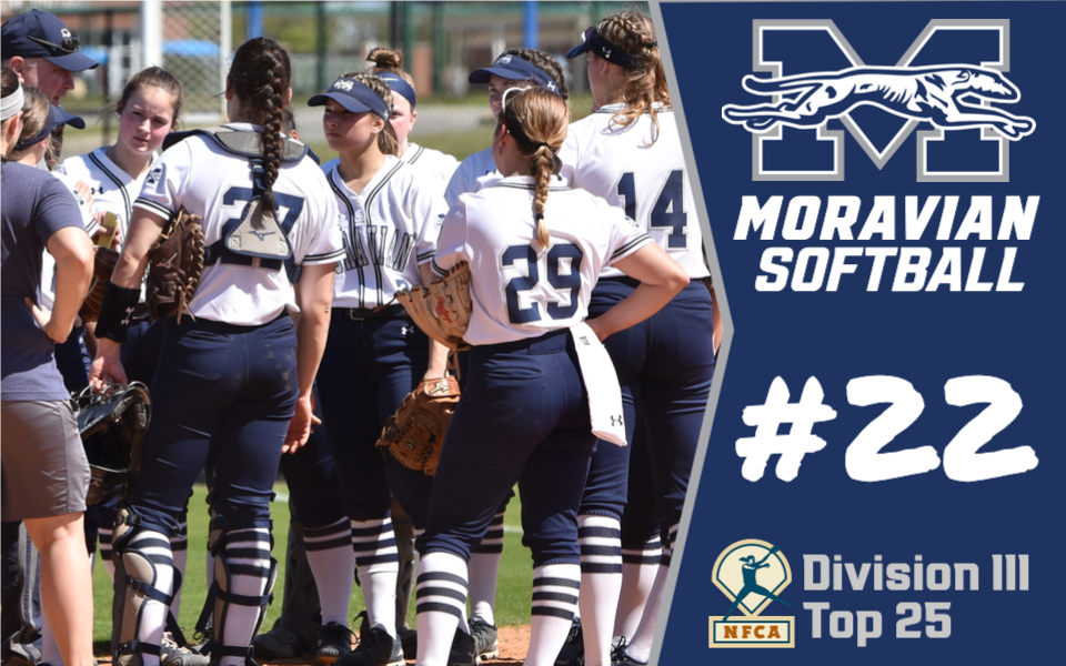 The Moravian softball squad was ranked 22nd in the first NFCA Top 25 Poll of the season.