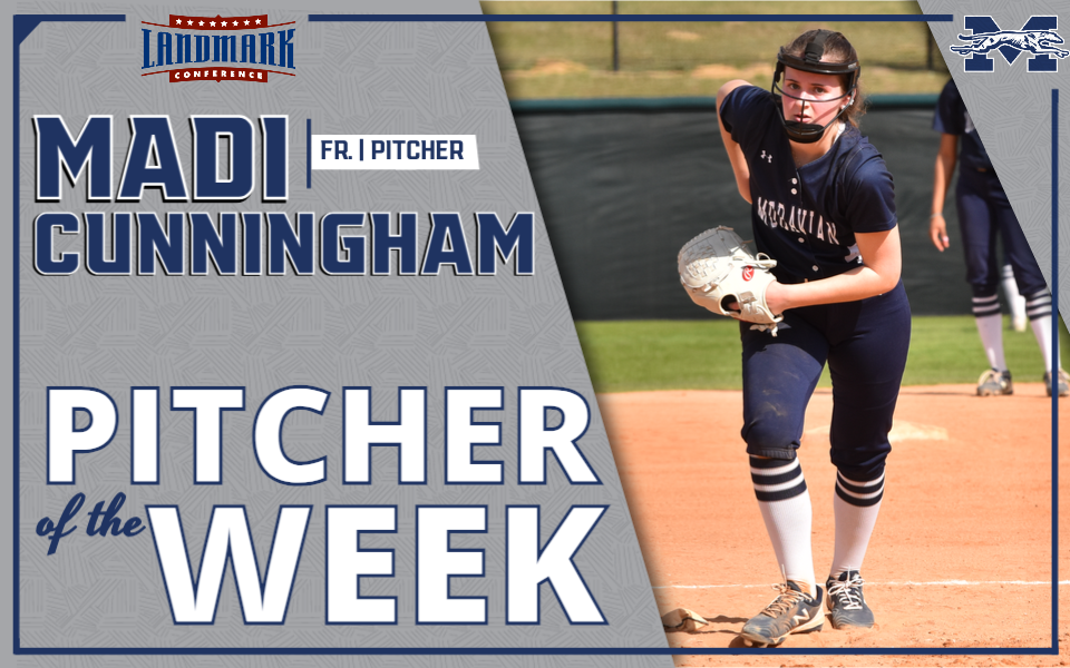 Madi Cunningham pitching for Landmark Conference weekly honor
