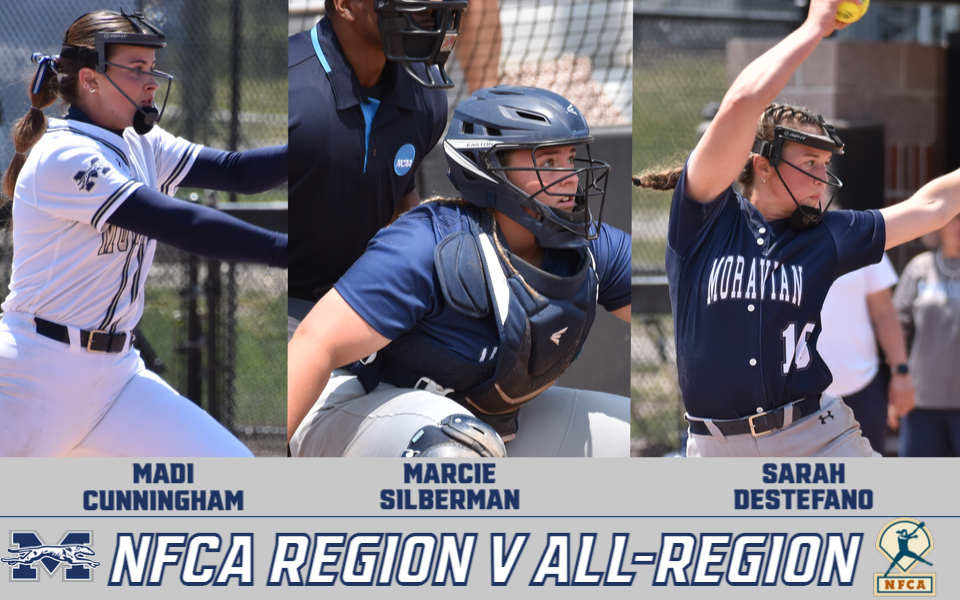 Action pictures of Madi Cunningham, Marcie Silberman and Sarah DeStefano for NFCA All-Region