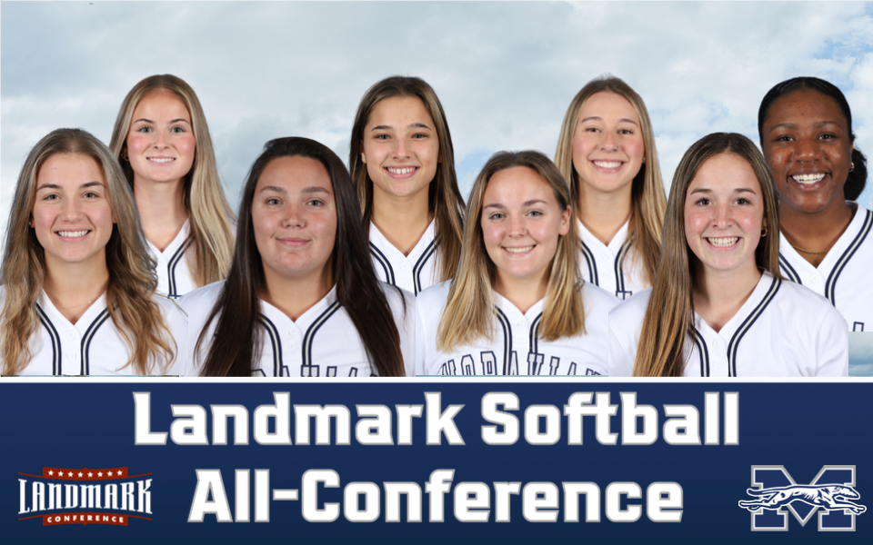 head shots of eight softball all-conference selections