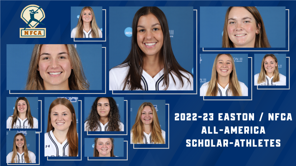 head shots of 12 players named as NFCA All-America Scholar-Athletes