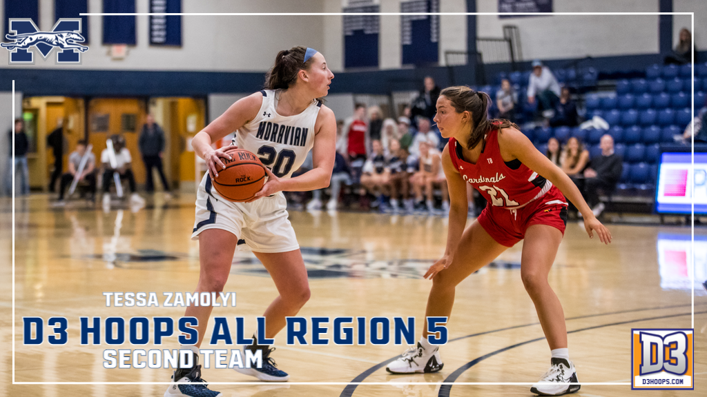 Graduate student Tessa Zamolyi in action for all-region graphic