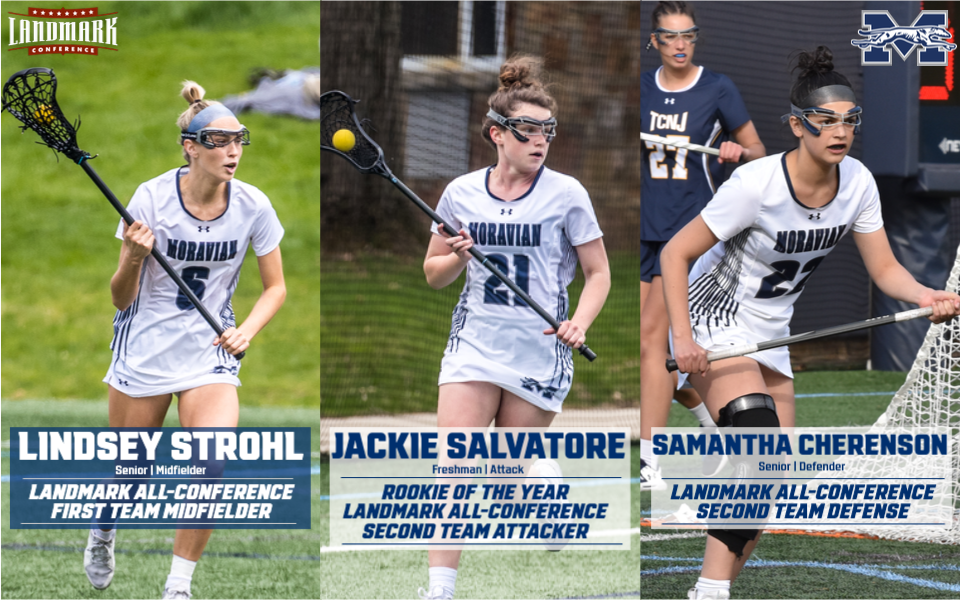 Action photos of Lindsey Strohl, Jackie Salvatore and Samantha Cherenson for Landmark All-Conference honors