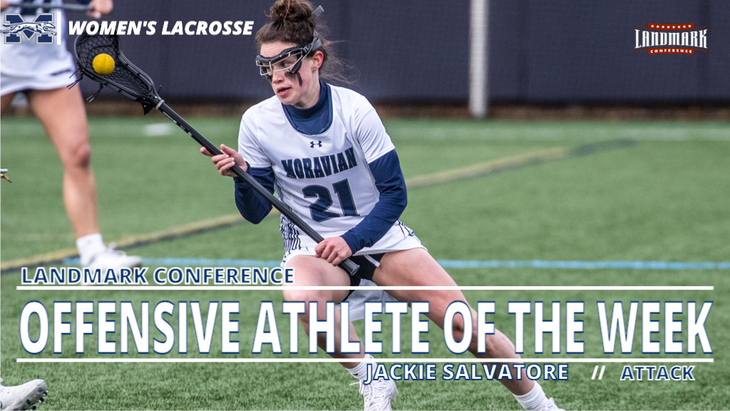 Jackie Salvatore in action for Landmark Conference Athlete of the Week graphic