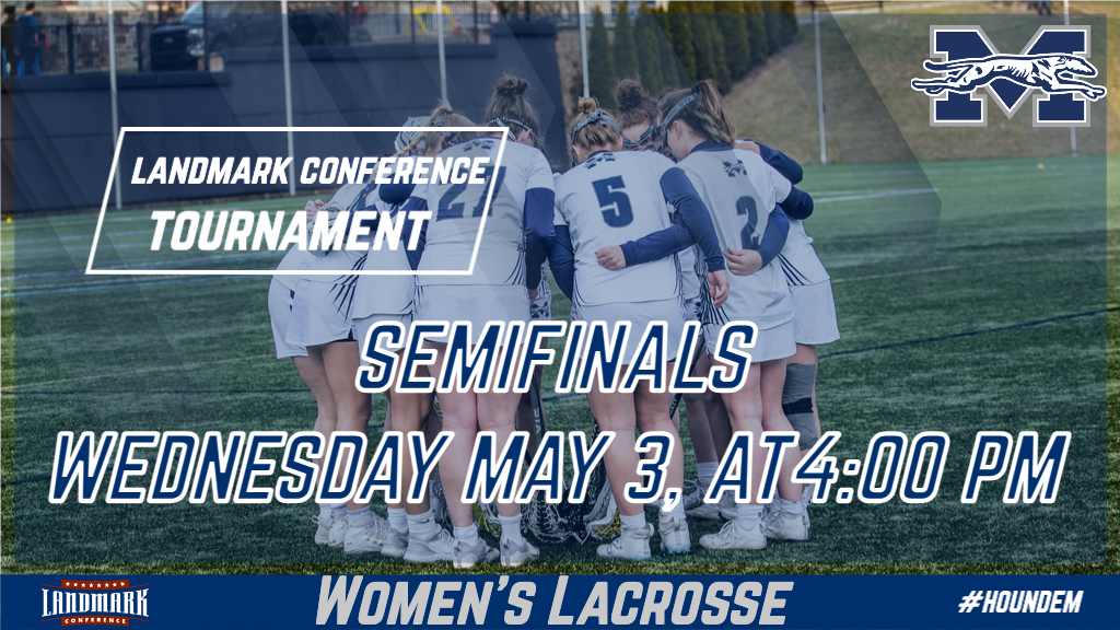 Women's lacrosse huddle with information on landmark semifinals match on may 3