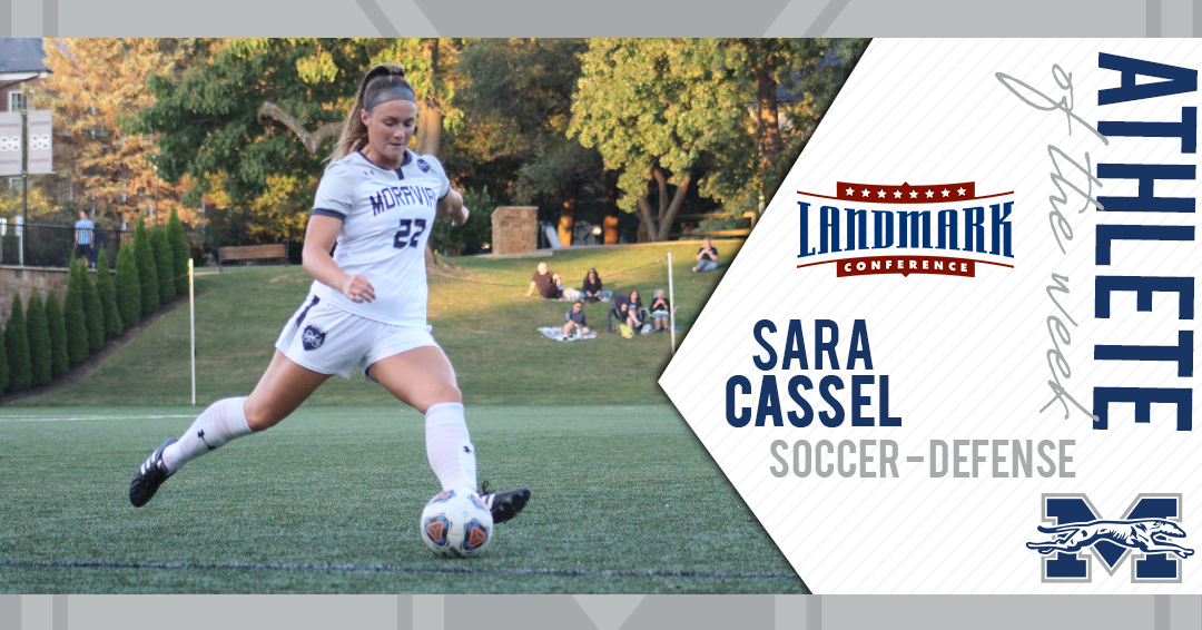 Sara Cassel honored as Landmark Conference Women's Soccer Defensive Athlete of the Week.