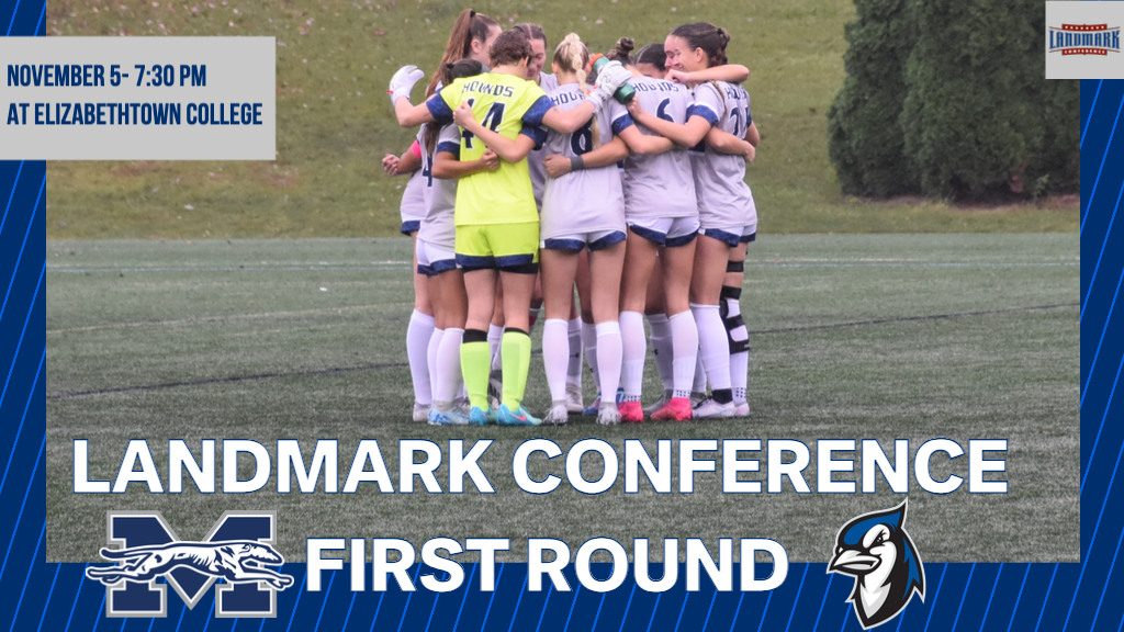 Women's soccer huddle for Landmark Conference preview.