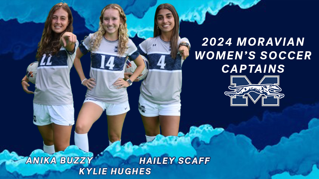 Anika Buzzy, Kylie Hughes and Hailey Scaff for women's soccer captains graphic