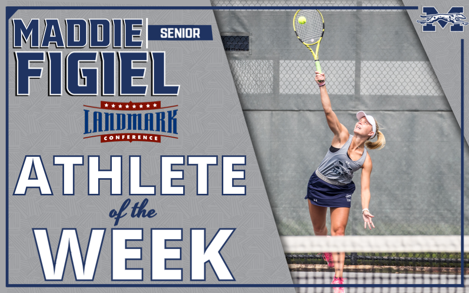 Maddie Figiel serving on Hoffman Courts for Landmark Conference Athlete of the Week honor