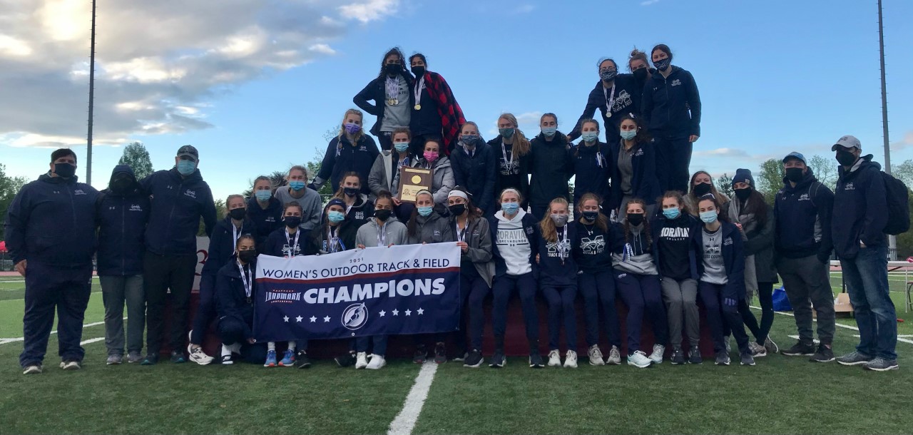 The 2021 Landmark Conference Women's Outdoor Champions - Moravian College.