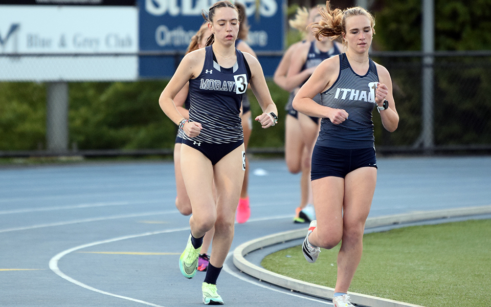 Sophomore Tara Smurla runs in the 10,000-meter race at the 2023 Coach Pollard Invitational at Timothy Breidegam Track.
