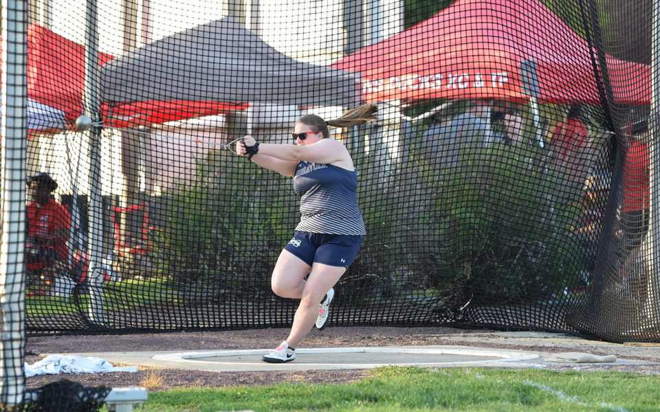 Junior Caillie Fish competes in the hammer throw during the 2023 Coach Pollard Invitational.